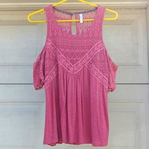 Coral pink off the shoulder top
